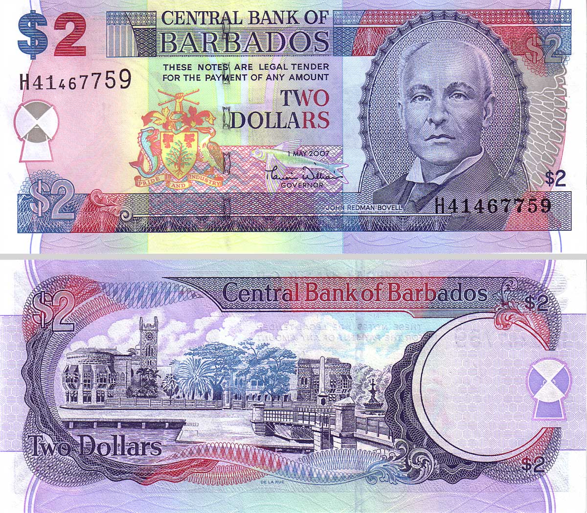 Barbados dollarcentral bank of barbados 2 dollar note ...