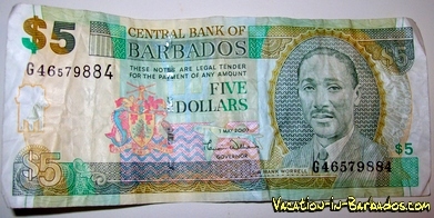 Barbados dollarBarbados Money $5 Dollar Bill