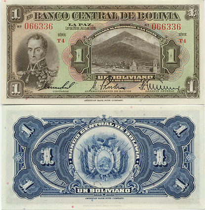 BolivianoBoliviano L.1928 (Simon Bolivar, view of ...