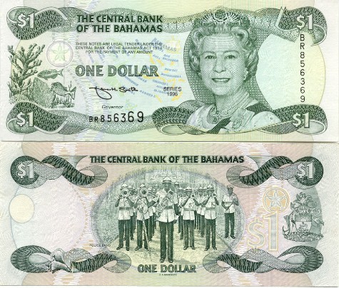 Bahamian dollarDollar 1996 (QEII, Royal Police, fish ...