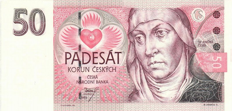 Czech korunabanknote 50 Czech Koruna Saint Agnes of ...