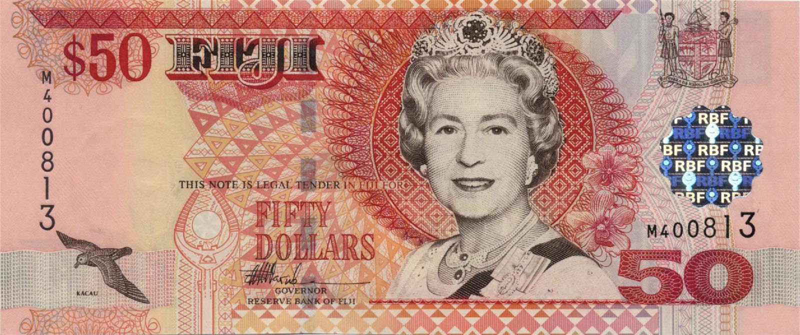 Fiji dollar107a - 20 Dollars - ND (2002). Queen ...